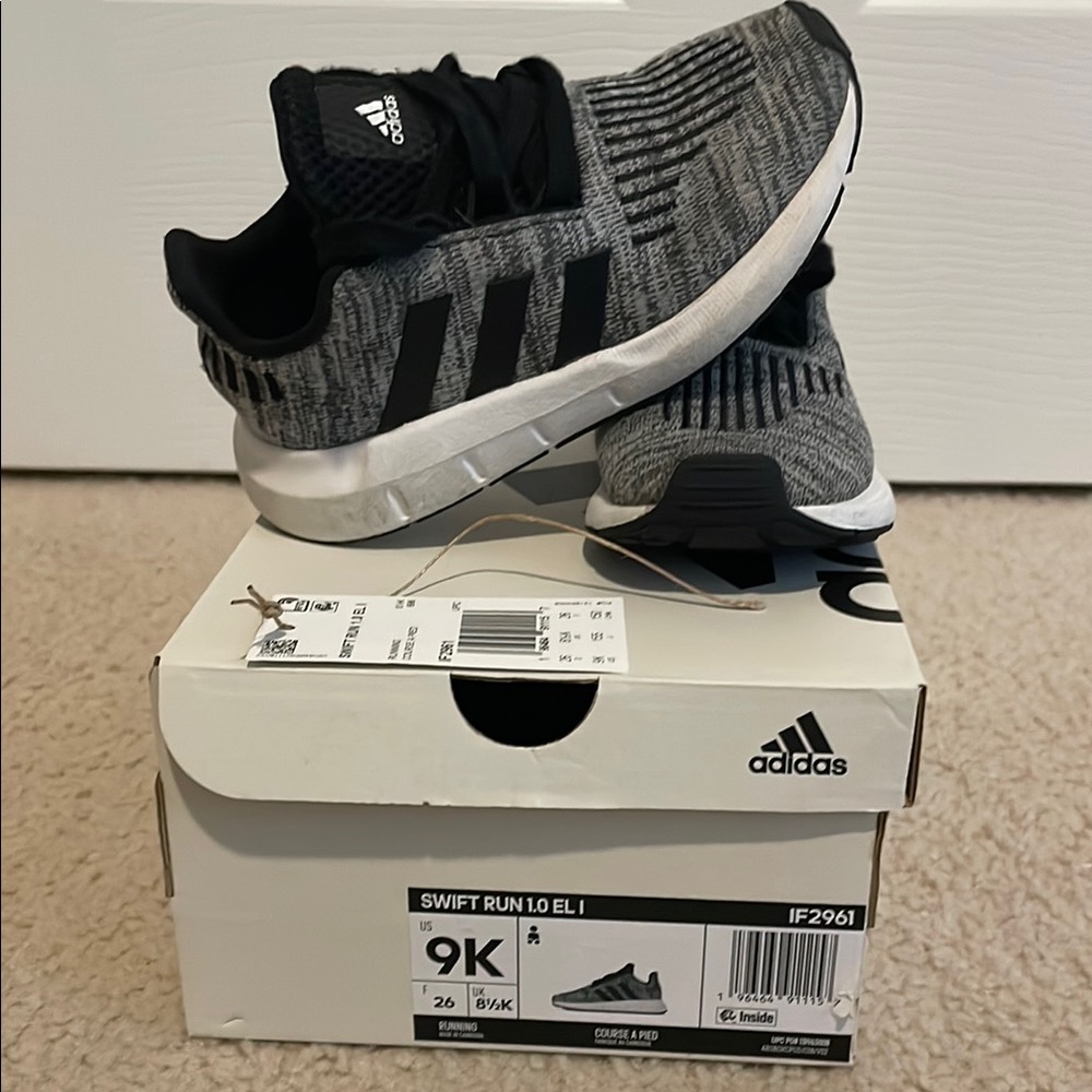 Adidas Kids Swift Run Shoes - Black and Gray
